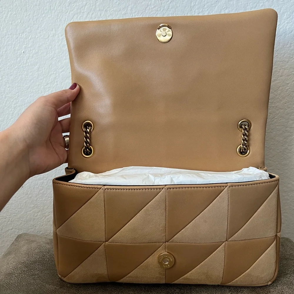 Saint Laurent Quilted Patchwork Leather Shoulder Bag in Beige - Picture 6 of 11